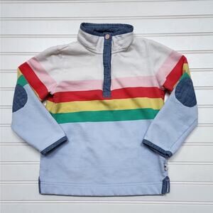 Joules Girls Saunton Multi Stripe Half Snap Sweatshirt